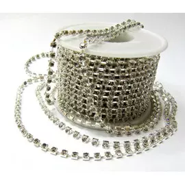 Стразы в мет.оплетке малые 2,5мм*9,14м, серебро