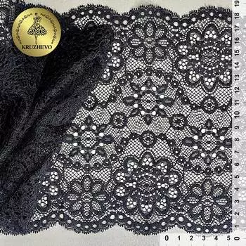 TBY.00755 Кружево-стрейч 185мм*25м (02 черный)