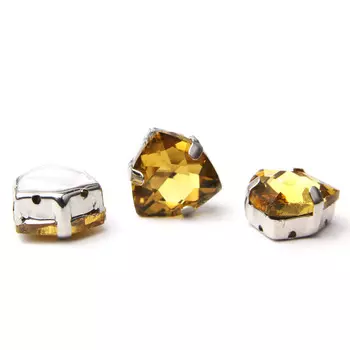 ТЦ001НН12 Хрустальные стразы в цапах треугольные (серебро) желтый 12мм, 3шт/упак Astra&amp;Craft