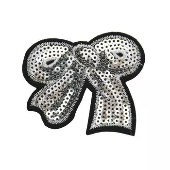 Термоаппликация 'Бантик', серебро, 6.3*5.4см, Hobby&amp;Pro