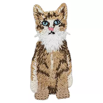 Термоаппликация 'Бело-коричневый котенок', 2.2*6.2см