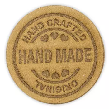 2 Термоаппликация из кожи Hand Made D3,4см, 100% кожа (41 бежевый)
