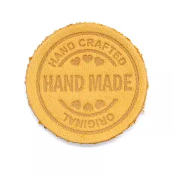 2 Термоаппликация из кожи Hand Made D3,4см, 100% кожа (48 песочный)