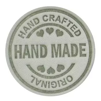 Термоаппликация круг D3,3см дизайн №2, 100% кожа (белый)