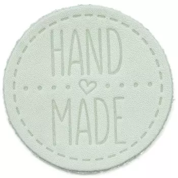 39 Термоаппликация из кожи Hand Made D4,5см, 100% кожа (44 белый)