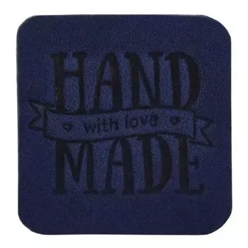 5 Термоаппликация из кожи Hand Made 3*3см, 100% кожа (46 светло-синий)