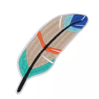 Термоаппликация 'Перо', синее/бежевое/зеленое 12*4см, Hobby&amp;Pro