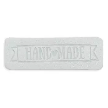 3 Термоаппликация из кожи Hand Made 5,65*1,8см, 100% кожа (44 белый)