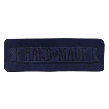 3 Термоаппликация из кожи Hand Made 5,65*1,8см, 100% кожа (46 светло-синий)