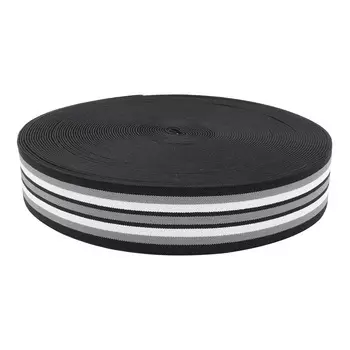 Тесьма эластичная 50мм*25м, черный/серый/белый