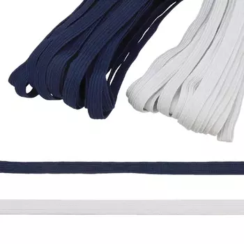 Резинка-продежка (тесьма эластичная) 10 мм (2 мот по 10м), цв. белый, т-синий