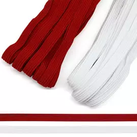 Тесьма эластичная (резинка-продежка) 10 мм (2 мот по 10м) (цв. белый, красный)