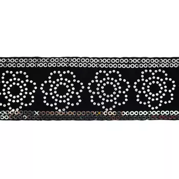 Тесьма отд. 0402-7741 с пайетками и стразами, 4,3см*10м