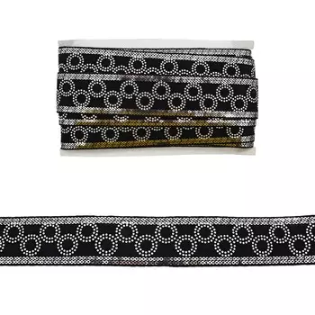 Тесьма отд. 0402-7742 с пайетками и стразами, 4,3см