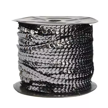 Тесьма пайетки, 6мм, 73м (2 черный)