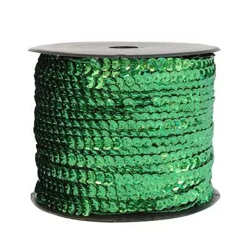 Тесьма пайетки, 6мм, 73м (50104 зеленый)