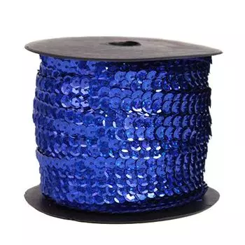 Тесьма пайетки, 6мм, 73м (M11 синий)
