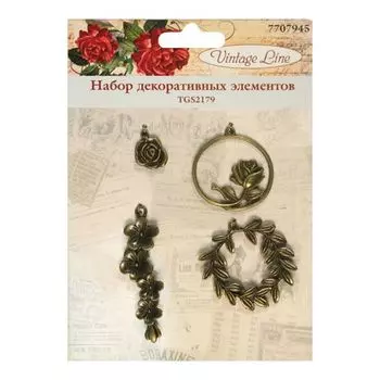 TGS2179 Набор декоративных элементов 'Цветы', 4шт. Vintage Line