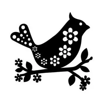 Трафарет-силуэт Marabu 15*15см (009 птица с цветочками)