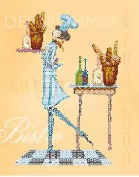 В1084 Канва с рисунком Alisena 'Официантка бистро', 25*32 см