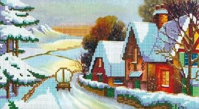 В1129 Канва с рисунком Alisena 'Зимнее утро', 29*18 см