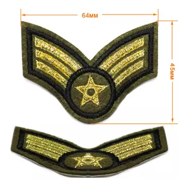 В17Х163 Нашивка (шеврон) 64*45мм, хаки + золото