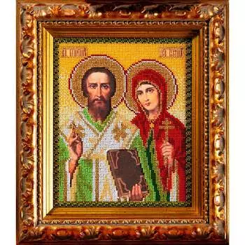 В186 Набор для вышивания бисером 'Кроше' 'Куприян и Устинья', 19x23 см