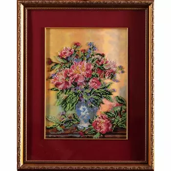 В203 Набор для вышивания бисером 'Кроше' 'Пионы. Букет', 23x32 см