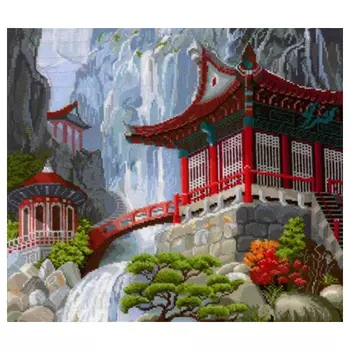В-12 Набор для вышивания 'Водопад и пагода', 40*35 см