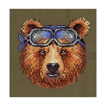 В-259 Набор для вышивания на водорастворимой канве МП Студия 'Бурый гонщик'9*9см