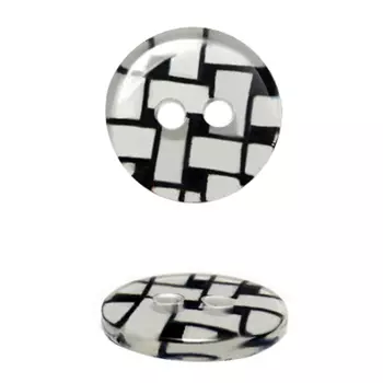 ВА6914 Пуговица 11мм 2пр, чёрно-белая