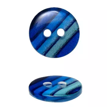 ВА6915 Пуговица 11мм 2пр, голубая в полоску