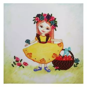 ВЛДС0001 Набор для вышивания лентами Woman-Hobby 'Серия Девочки №1', 13,5*13,5 см