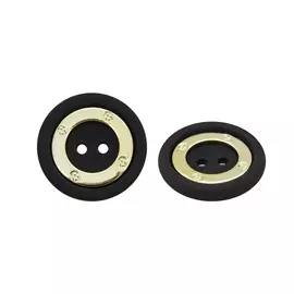 ВМКЕ928 Пуговица 25 мм (черная резина/золото)