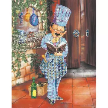 ВН1075 Набор для вышивания Alisena 'Повар с книгой рецептов' 25*31 см