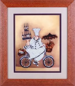 ВН1087 Набор для вышивания Alisena 'Повар на велосипеде' 25*32см