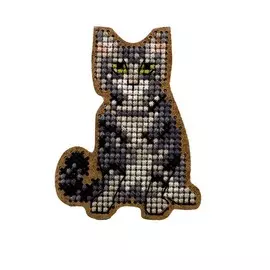 ВВ-04 Набор для вышивания броши 'Серый Котёнок'4,5*6,1см