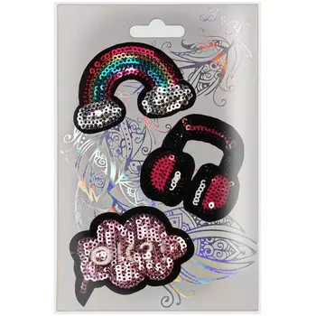 W0038 Набор аппликаций с пайетками 'Мир грез' 6,5*4см.5,4*5см.6,5*5см