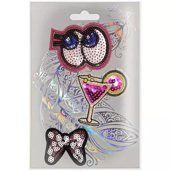 W0047 Набор аппликаций с пайетками 'Вечеринка' 7*5,2см.7*6см.4,8*4,2см