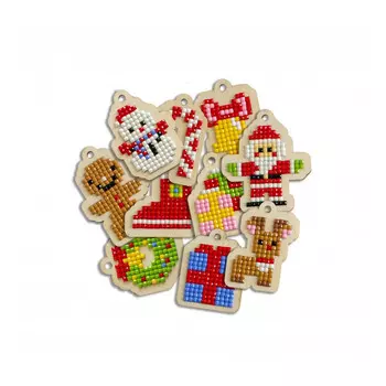 W0206 Подвеска 'Новогодняя гирлянда'(10 эл.) 3,8*5см Гранни