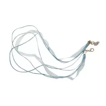 WRE1031-7 Шнурок c органзой (с замком), 48 см, d 1 мм, 'Астра' (синий)