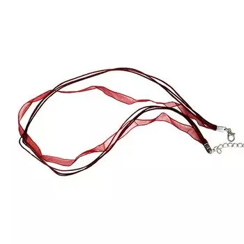 WRE1031-7 Шнурок c органзой (с замком), 48 см, d 1 мм, 'Астра' (фуксия)