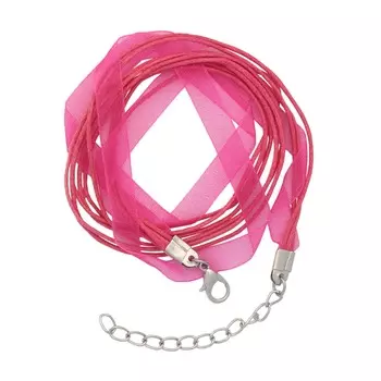 WRE1031-7 Шнурок c органзой (с замком), 48 см, d 1 мм, Astra&amp;Craft (персиковый)