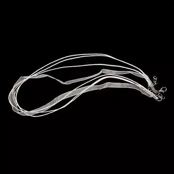 WRE1031-7 Шнурок c органзой (с замком), 48 см, d 1 мм, 'Астра' (белый)