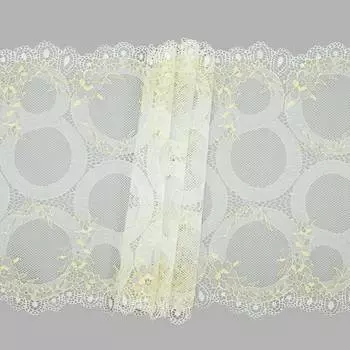WT02090 Кружево эластичное 24см*10м, бело-желтый
