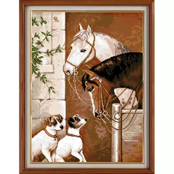 X-1141 Набор для вышивания 'Гобелен Классик' 'Лошади и собаки', 26х36 см