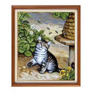 X-1143 Набор для вышивания 'Гобелен Классик' 'Котенок и пчелы', 28х34 см