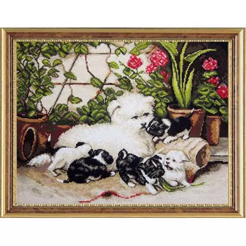 X-1144 Набор для вышивания 'Гобелен Классик' 'Щенки в саду', 28х40 см