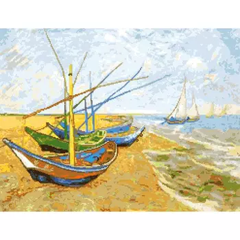 X-117 Набор для вышивания Expressions 'Рыбацкие лодки на пляже', 30х39 см