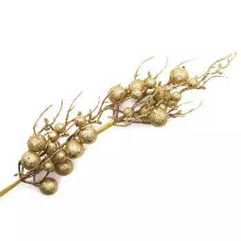 XY19-540 Ветка с ягодами, покрытая глиттером, 58см (А Золотой)